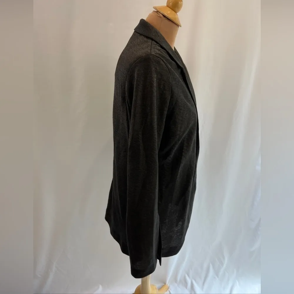 TopShop Metallic Gunmetal Gray Lightweight‎ Split Sleeve Blazer Jacket - Image 2