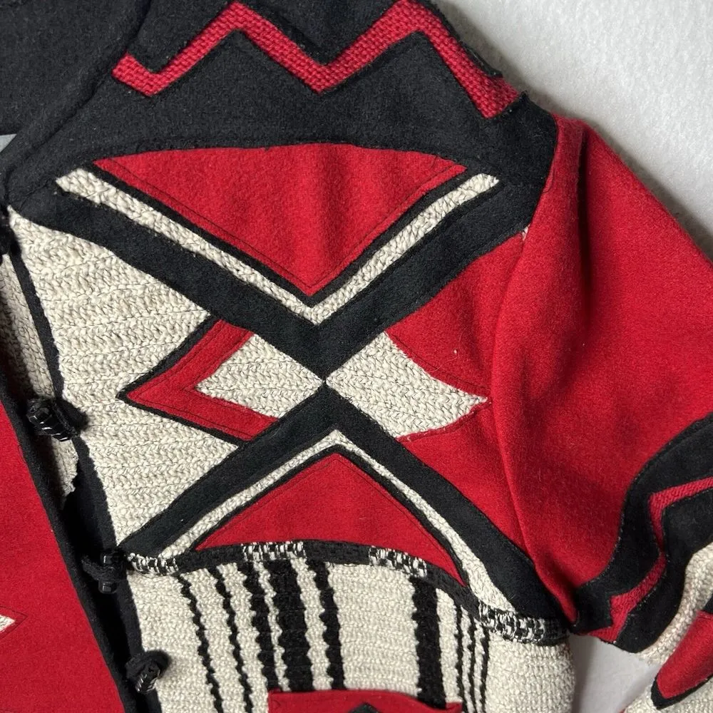 Coldwater‎ Creek Jacket 3XL Red Patchwork Aztec Abstract Wool Blend Knit - Image 11