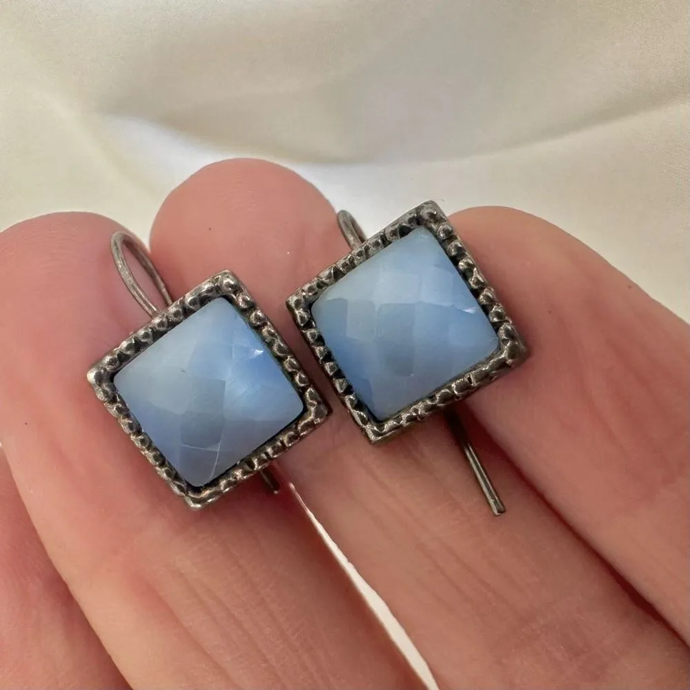 Kenneth Cole  blue and silver tone square earrings - Image 2