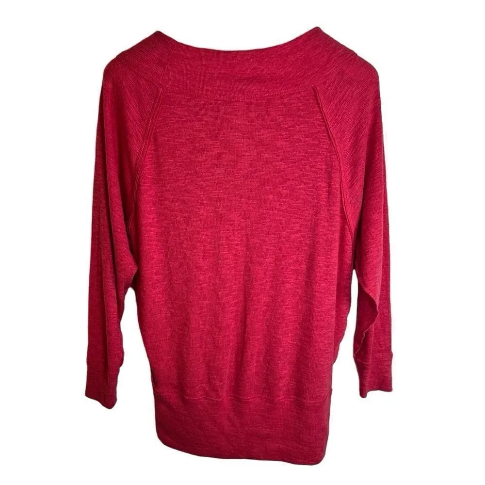 Free People Palisades Off Shoulder Knit Top Red Long Sleeve‎ Boho Size Small - Image 5