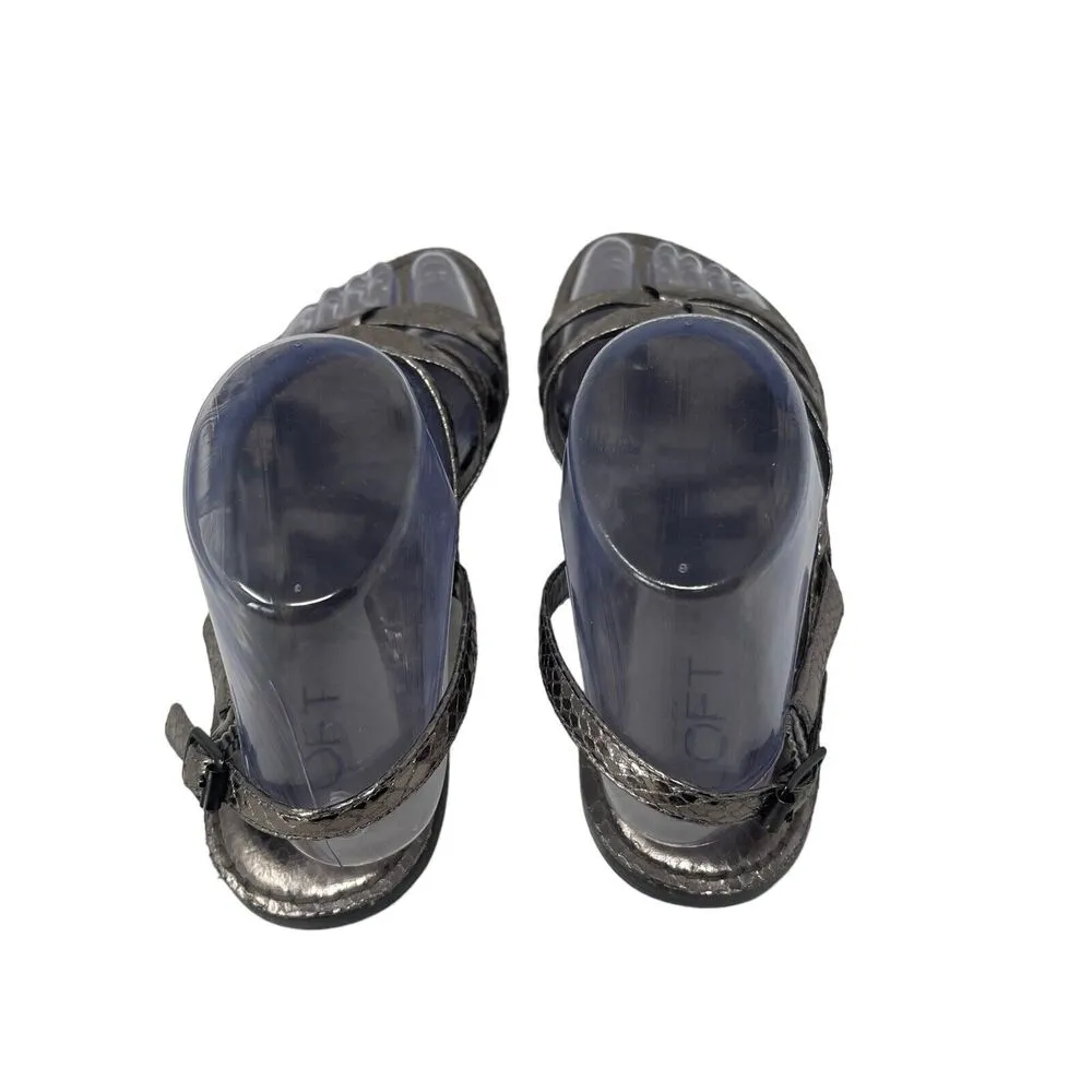 LOFT Grey Snakeskin Print Strappy Sandals Summer Vacation Preppy Womens Size 7 - Image 4