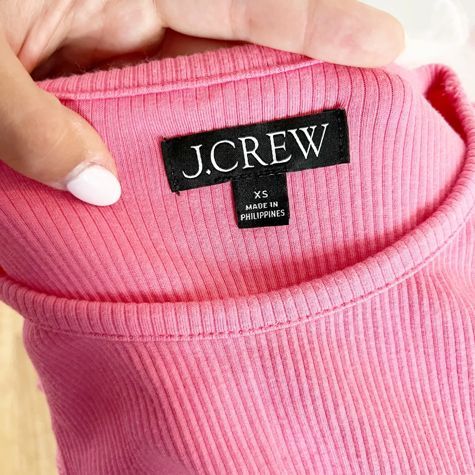 J. Crew Vintage Rib Ruffle Sleeve Shirt Tank Top Pink XS - Image 2