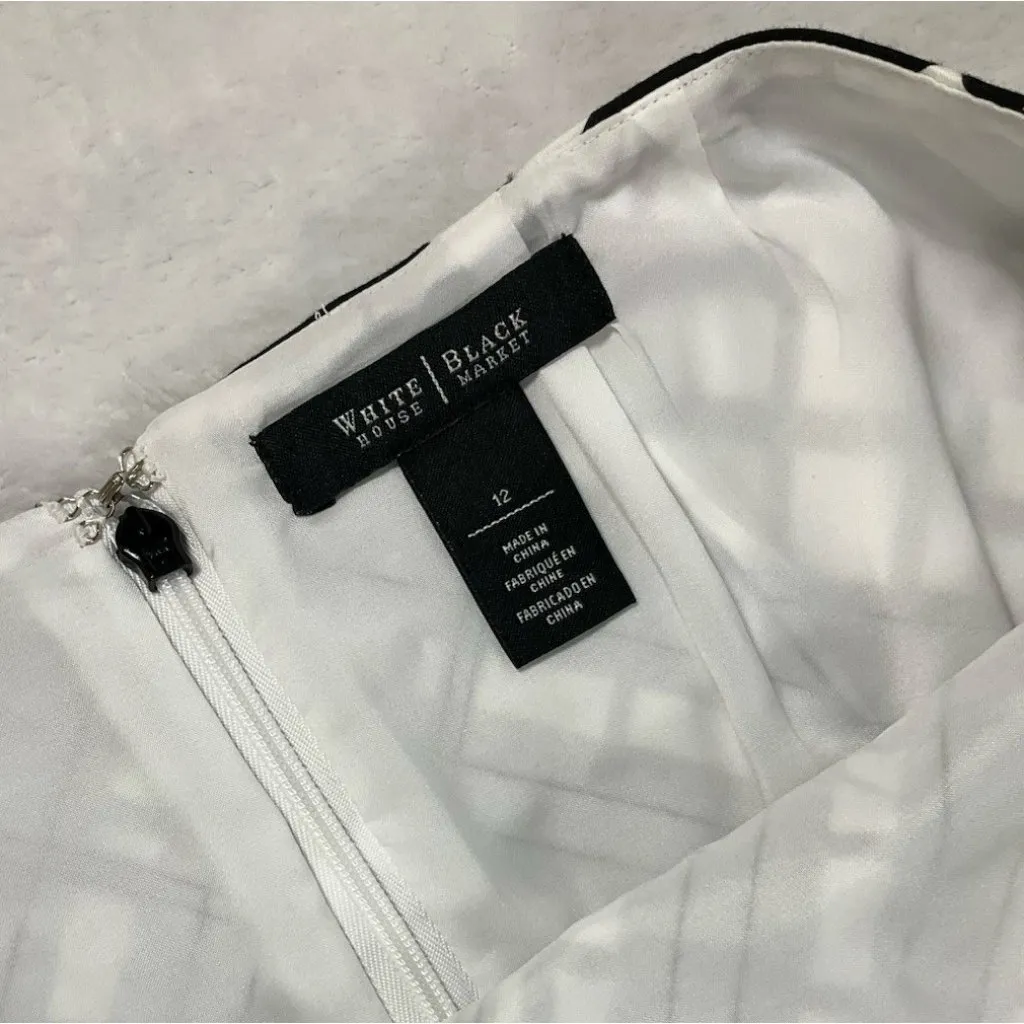 WHITE HOUSE BLACK MARKET | Black White Pencil Skirt Abstract Grid |‎ Size 12 - Image 5