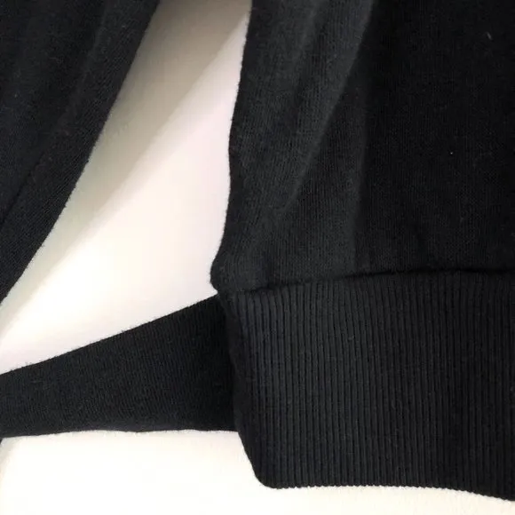 New  Belted Hem Sweatshirt Soft Fleece Pullover Black - Image 10