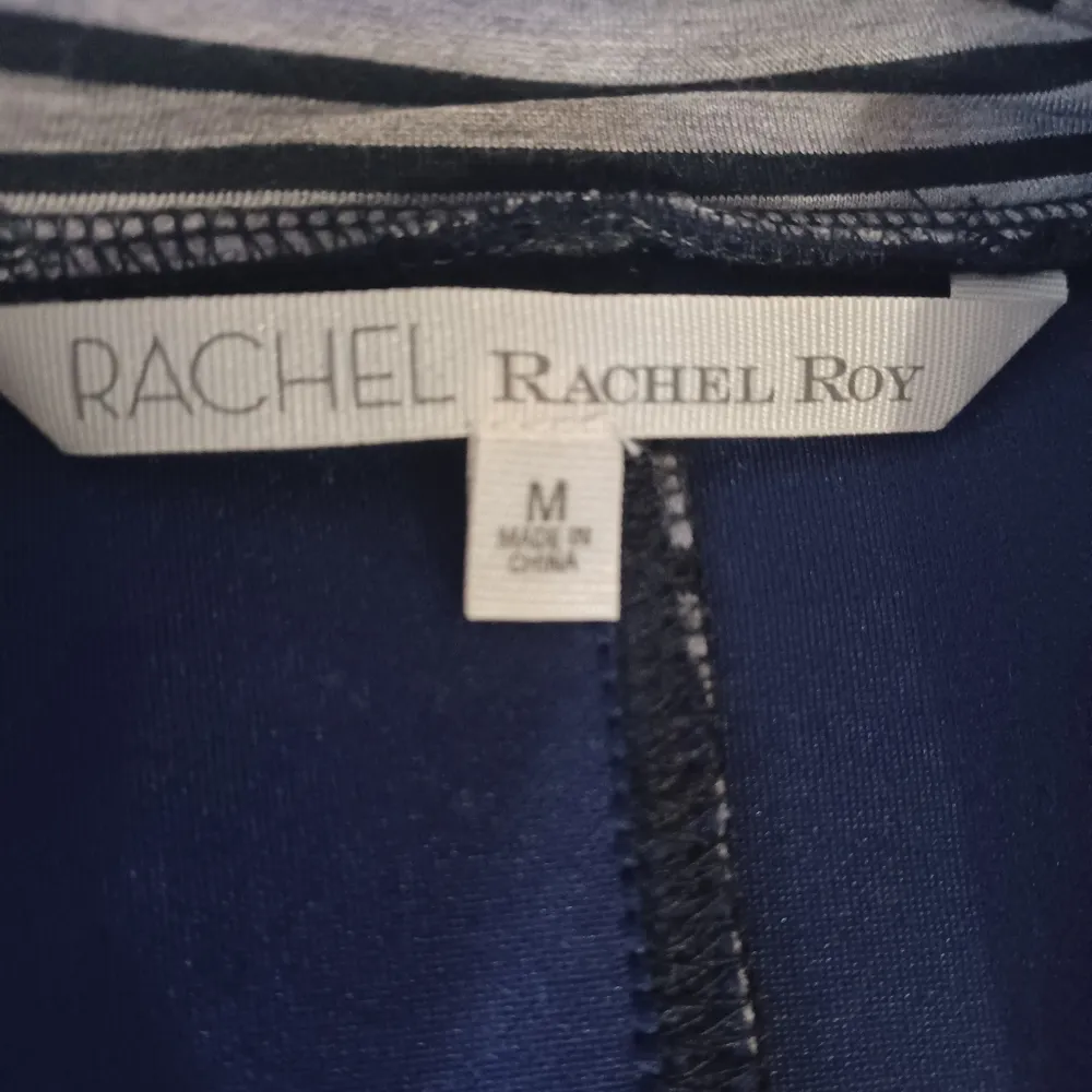 Rachel Roy Medium Knit Blazer Jacket Grey Black Stripe Stretch Gray - Image 2