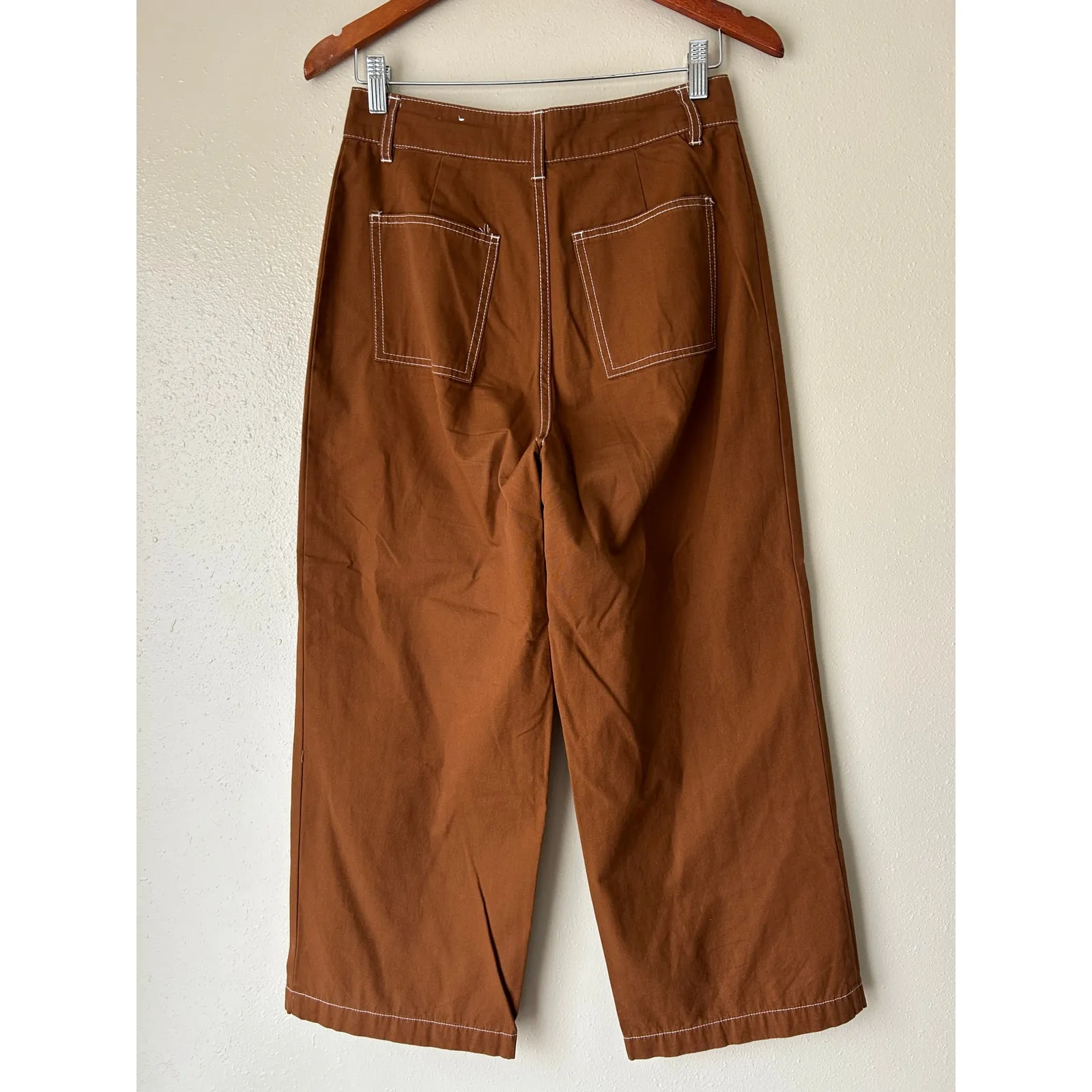 WhoWhatWear Dark Tan Wide Leg Cropped High Rise Pants Size 6 - Image 9