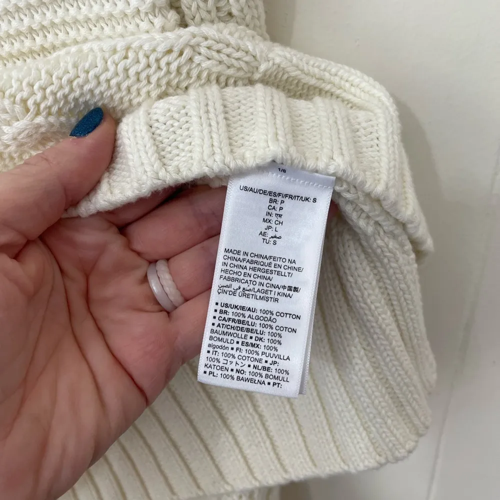 Amazon Essentials Cable Knit Sweater Ivory Cotton Crewneck Women’s Size S - Image 8