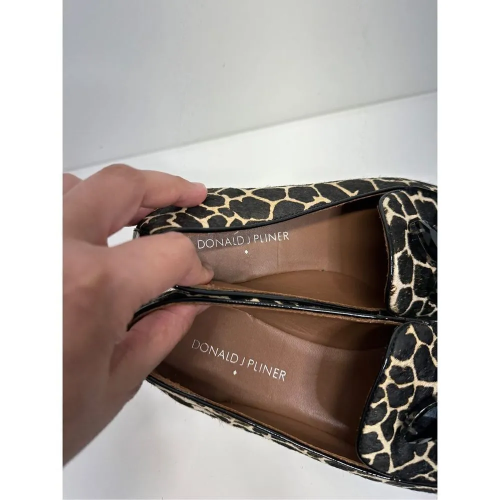 Donald J Pliner Loafers Womens 6.5 Ponyhair Animal Print Jeweled Slip On‎ Shoes Black - Image 9
