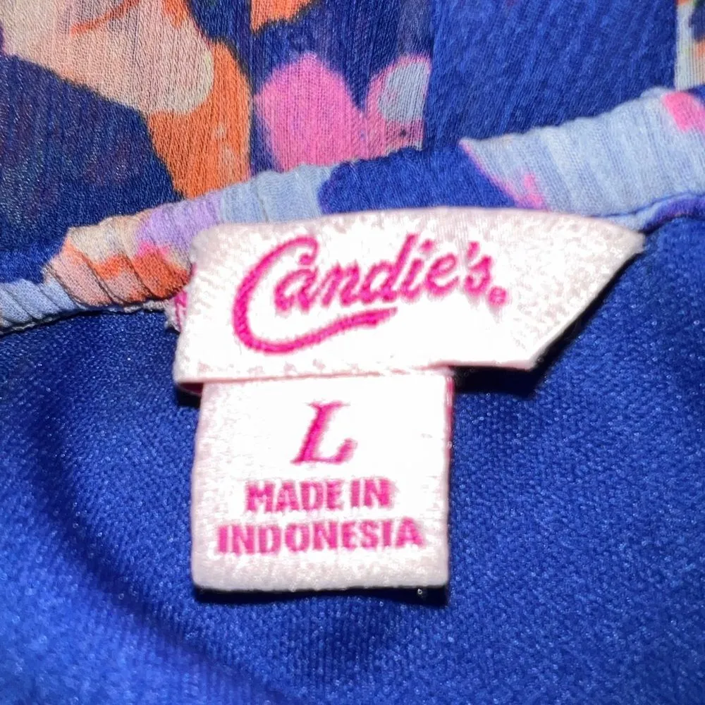 Candies pretty blue floral design maxi dress , lace bottom & spaghetti straps. - Image 8