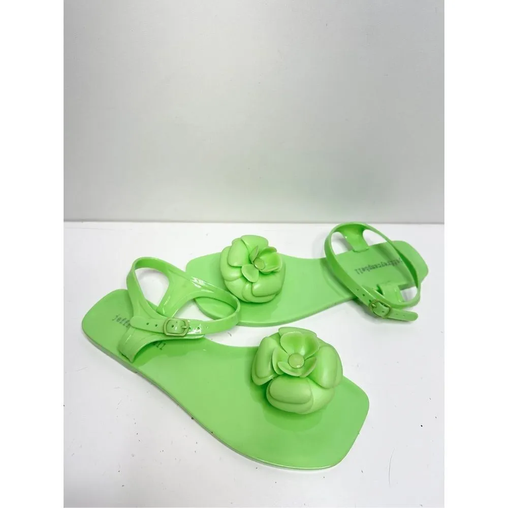 Jeffrey Campbell Jelly Sandals Womens Size 8 FLEURISSE Green Open Toe Floral‎ - Image 2
