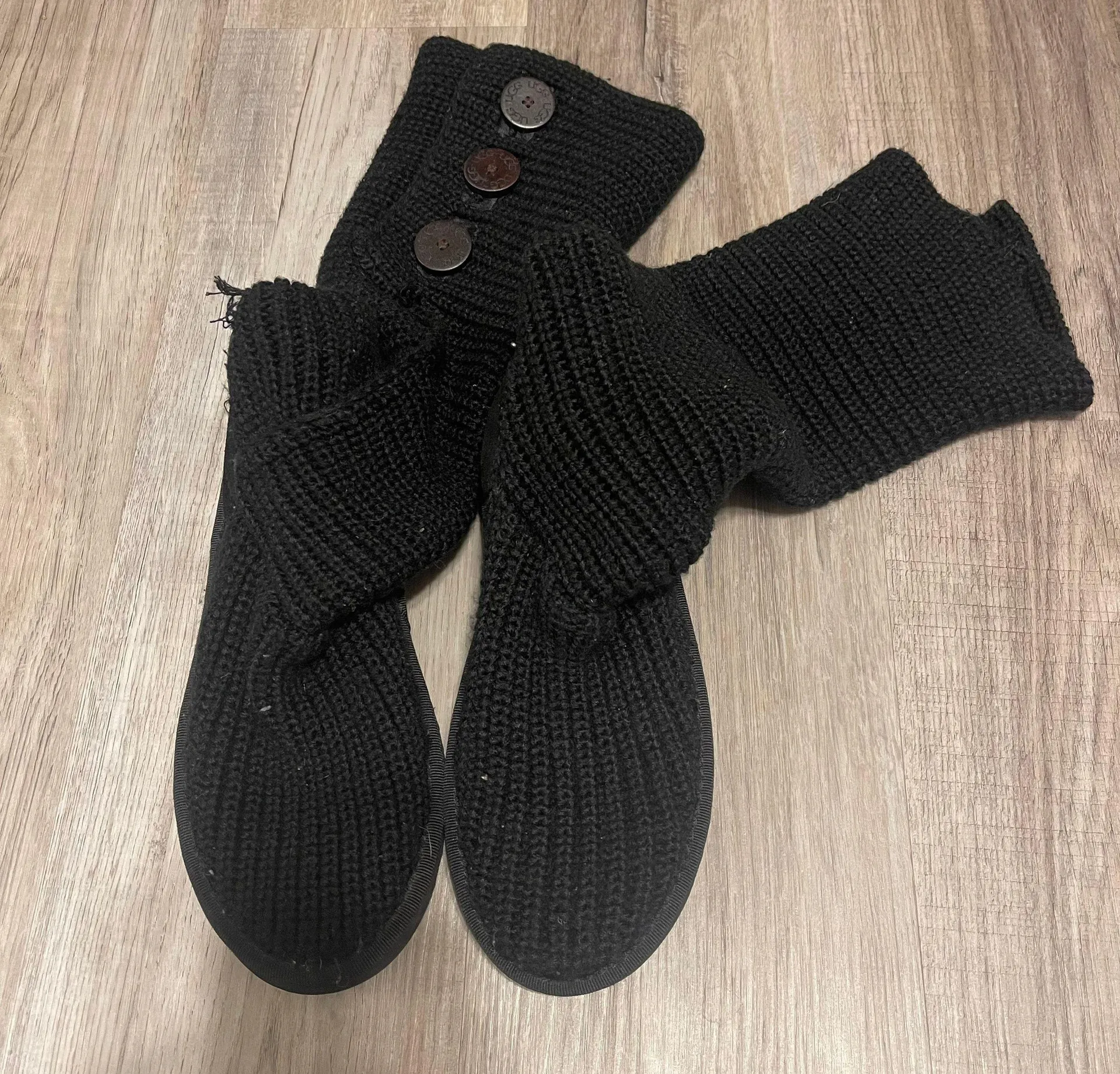 UGG Classic Cardy Knit Black Boots - Image 5