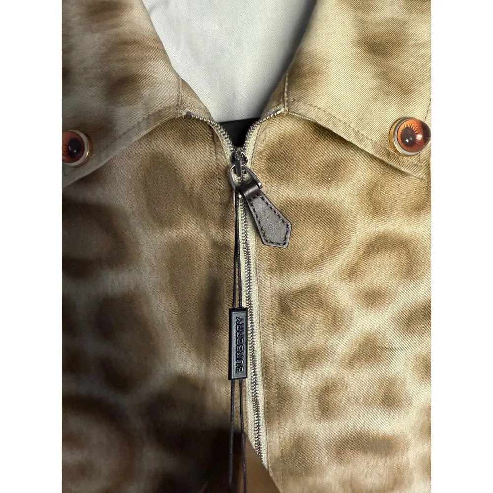 $740 New Burberry Animal Print Cotton Zip Shirt - US 2 - Image 8