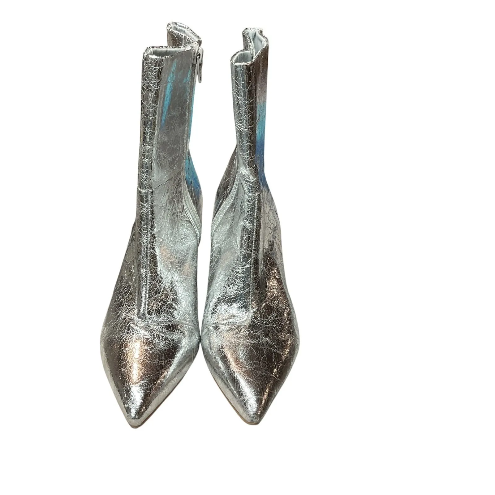 Dolce Vita Women's Silver Metallic Pointed Toe Stiletto Heel Mid Calf Boots 7.5 - Image 6