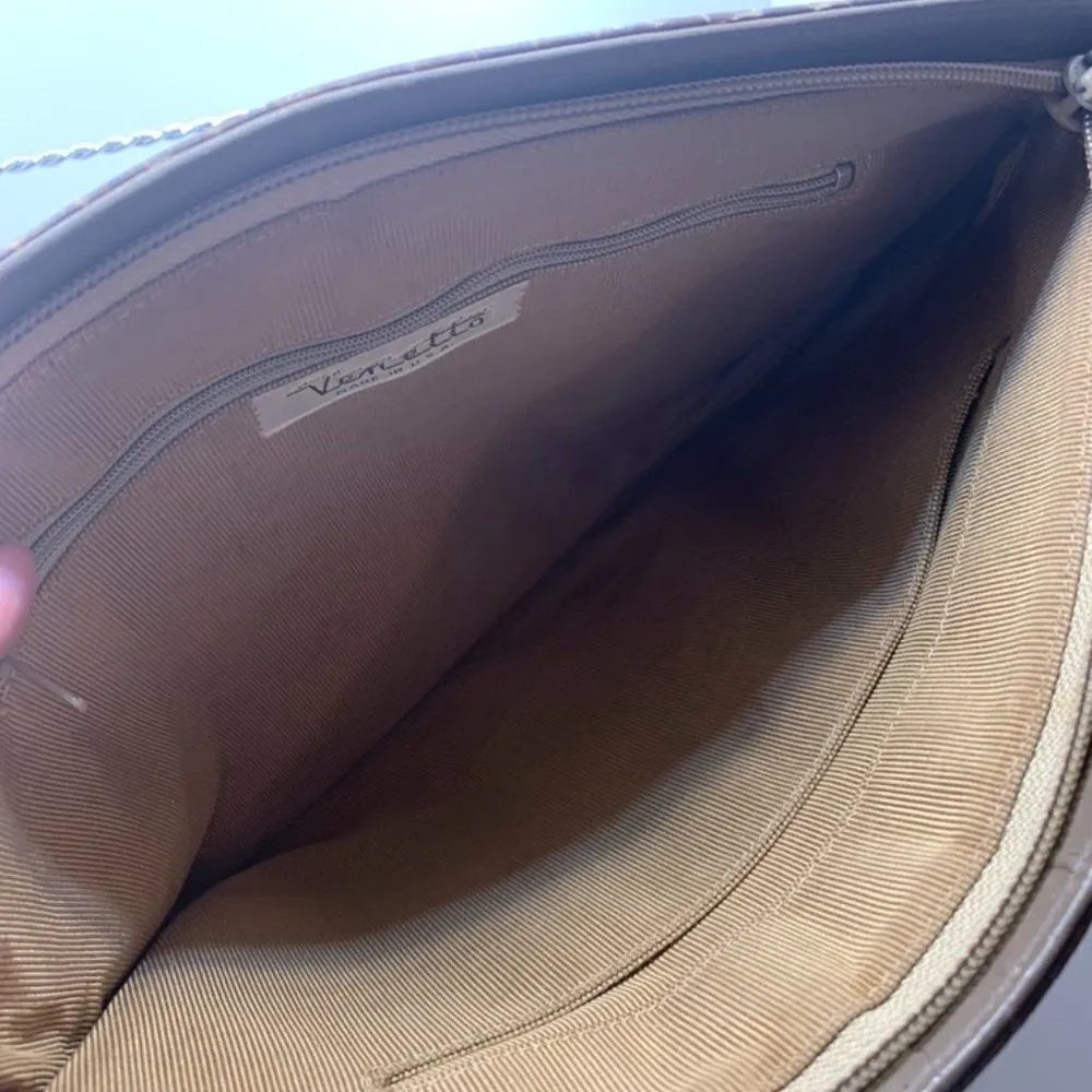 Vintage Venetto Snakeskin Clutch Brown - Image 9