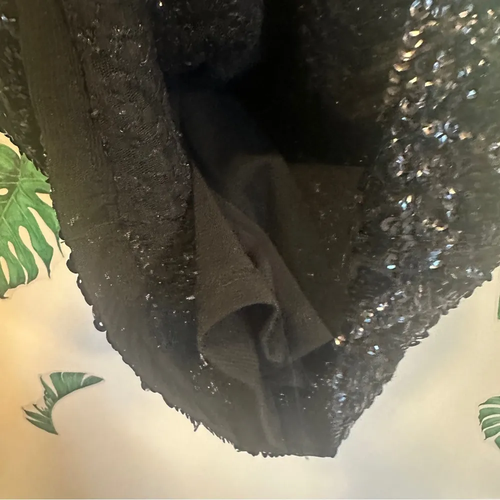 Sequin Black Mini Dress Size M - Image 6