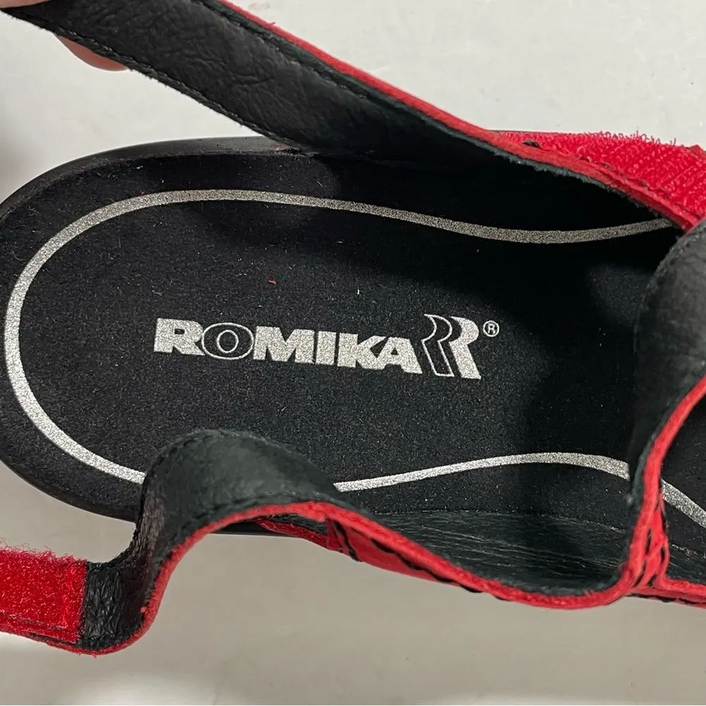 NEW Romika Red & Black‎ Sandals EU 37 Hook and Loop Closure Sling Back Shoes Size 6 - Image 8
