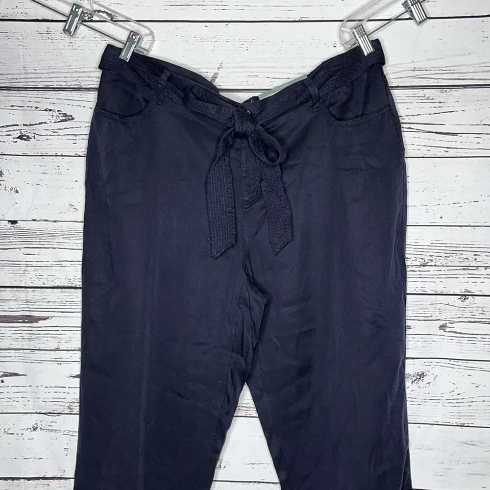 Liz Claiborne NWT Size 18T Navy Blue Classic Straight Leg Pants w/ Tie Belt - Image 2