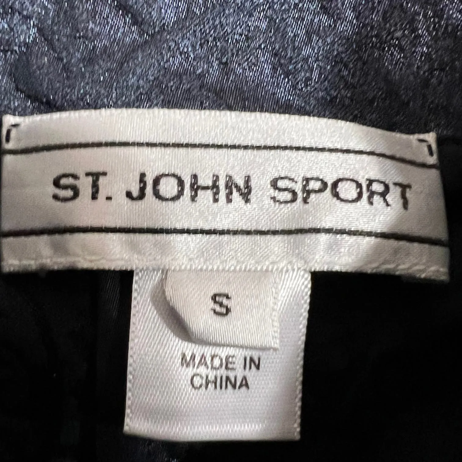 St. John Sport Blue Jacquard Jacket Blazer Denim Trim Studs Medium - Image 5