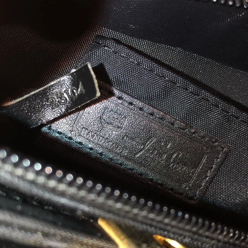 MCM Black and Gold Monogram Shoulder Bag with Top Zipper Closure Made In Germany - Image 14