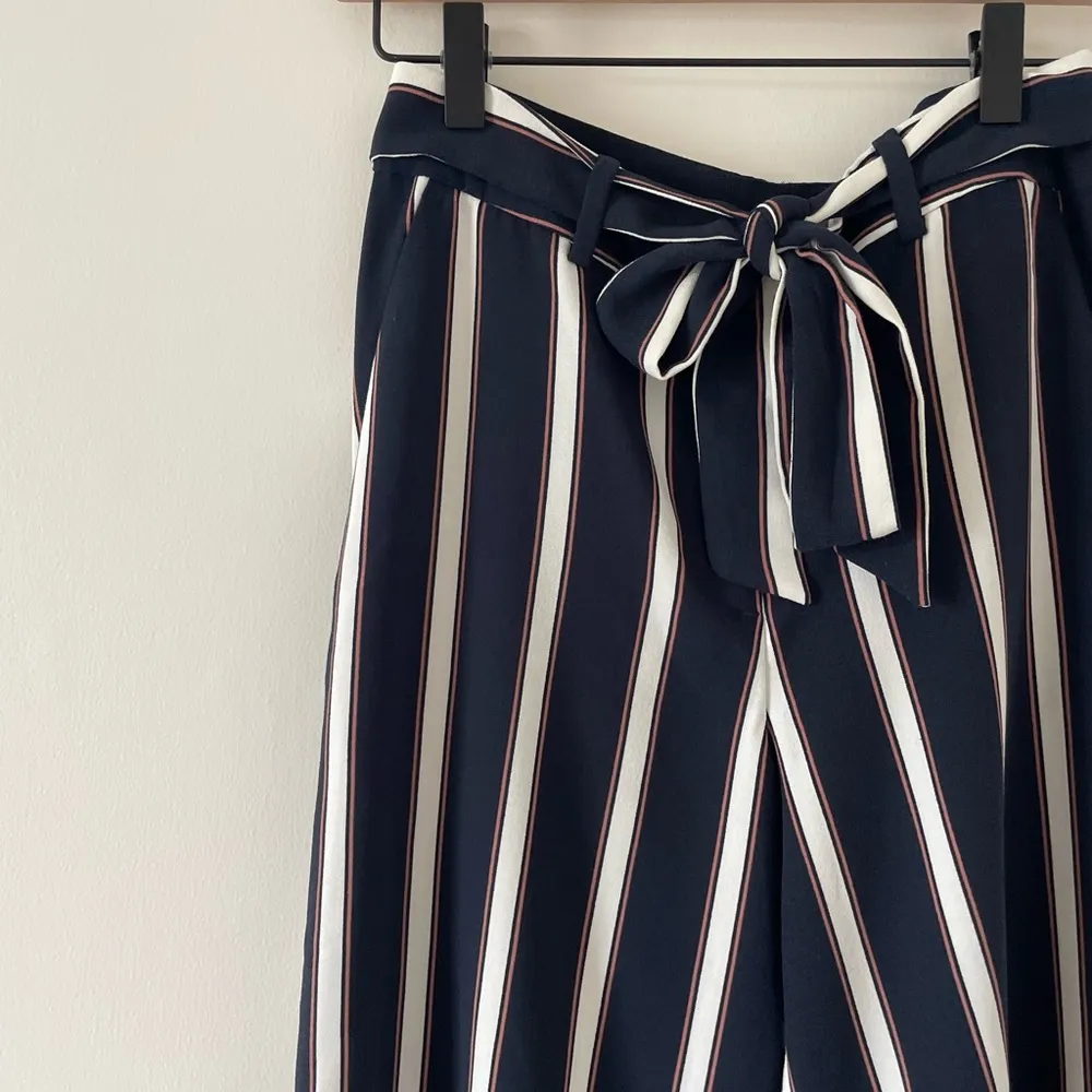 LOFT Striped Crop Pants with Tie Belt - Image 3