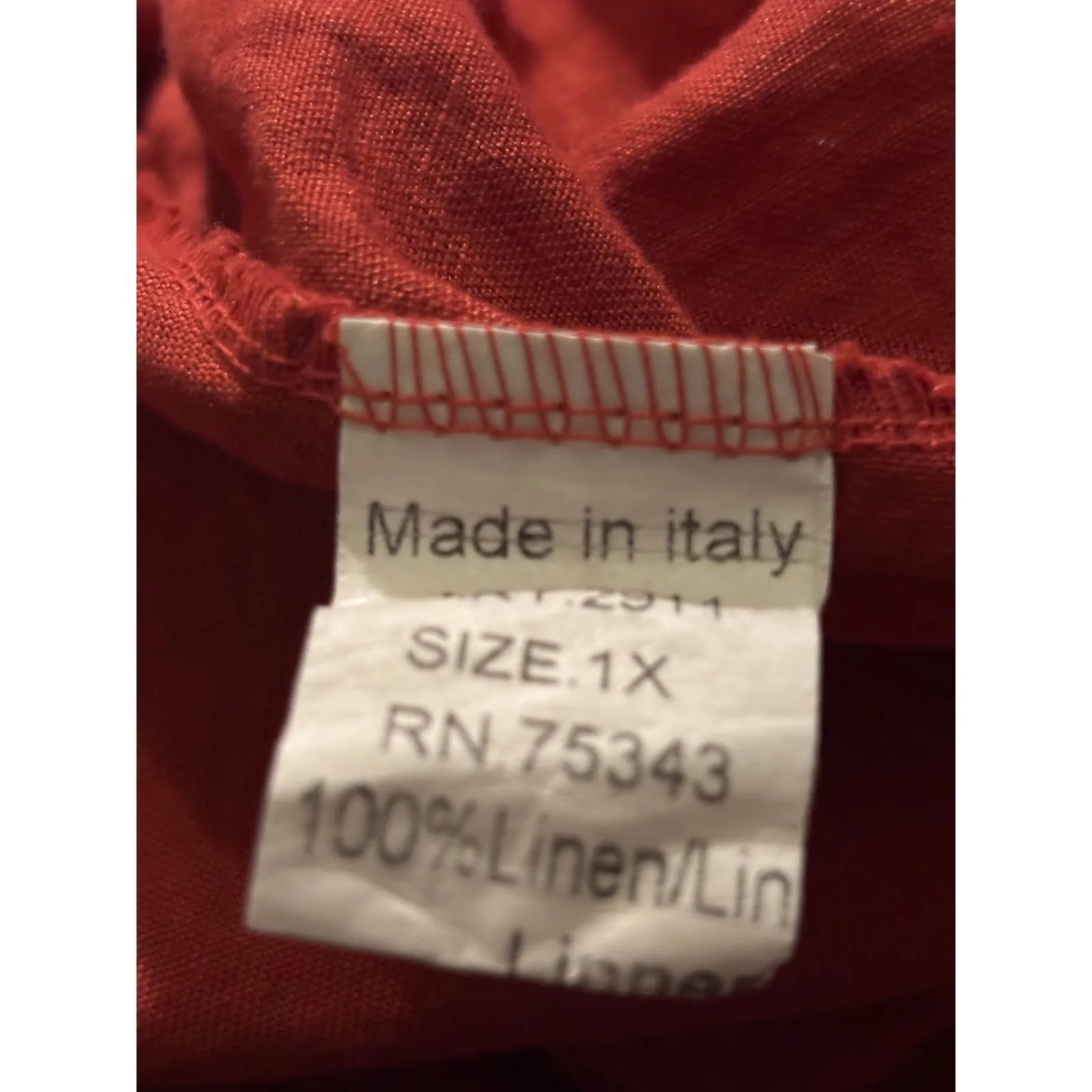 LUNGO LARNO Women's Red Linen Blend Smocked Top XL Made in Italy - Image 6