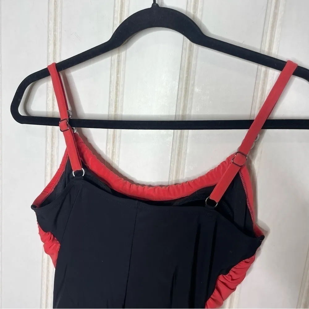 AQUA GREEN Stylish Pink/Black Shirred One Piece Swimsuit 765 - Image 9