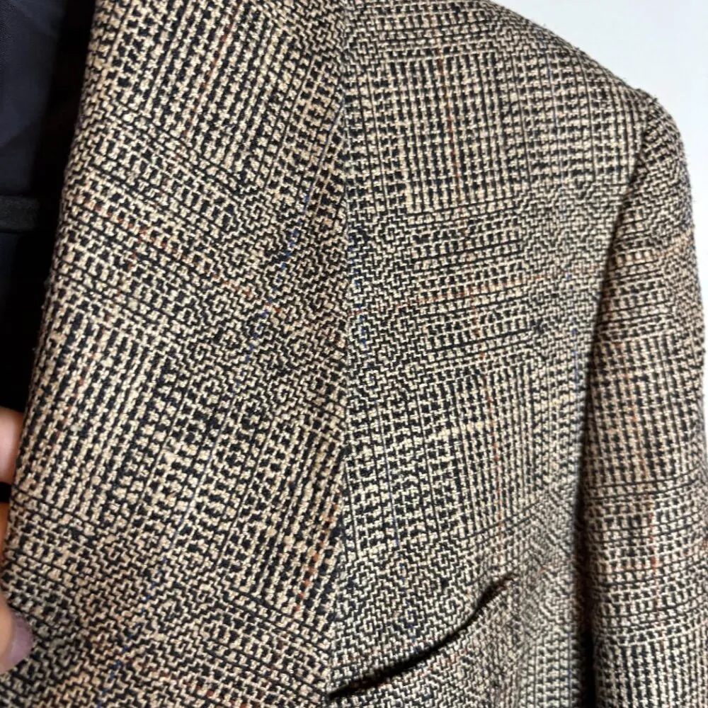Vtg Sak's 5th Avenue plaid silk blazer jacket - Image 4