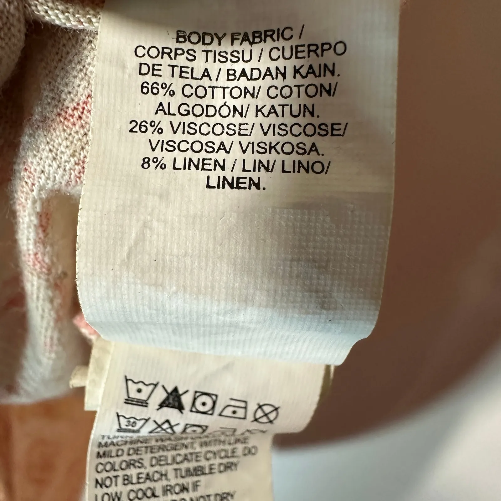 Lucky Brand Womens‎ 1X Floral V Neck Short Sleeve T-Shirt Boho Pink Orange Beige - Image 3