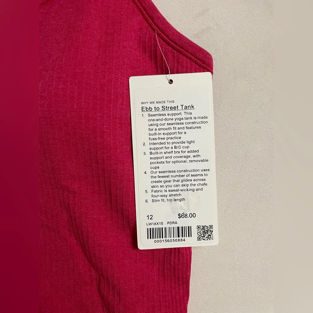 Lululemon NWT Ebb To Street Tank Top Light Support Pink Dragonfruit Size 12 A/B - Image 7