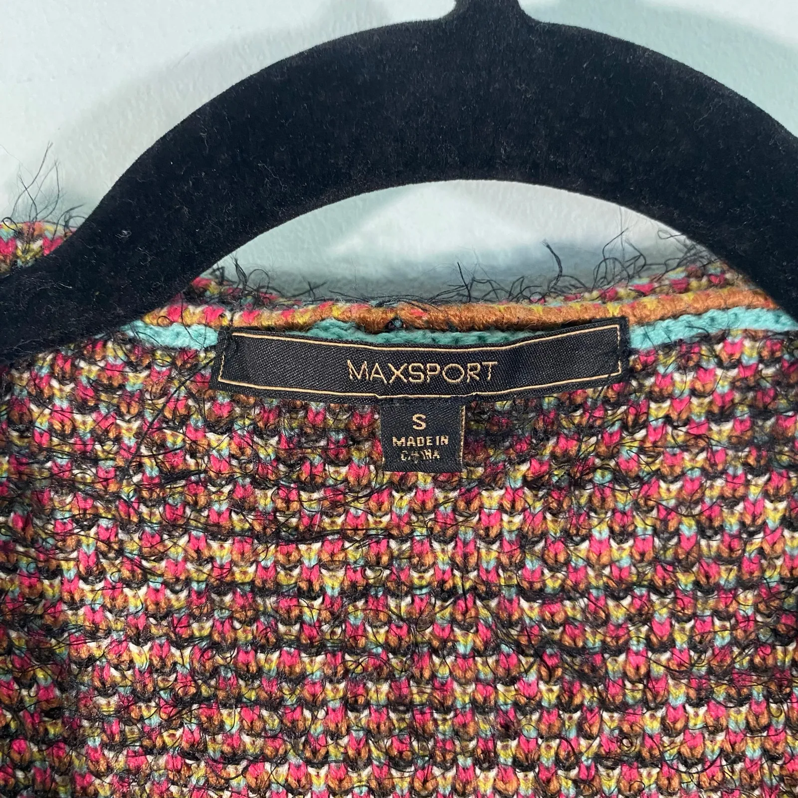 Maxsport Multicolor Aztec Southwestern Boho Eyelash Knit Hooded Cardigan Size S - Image 4