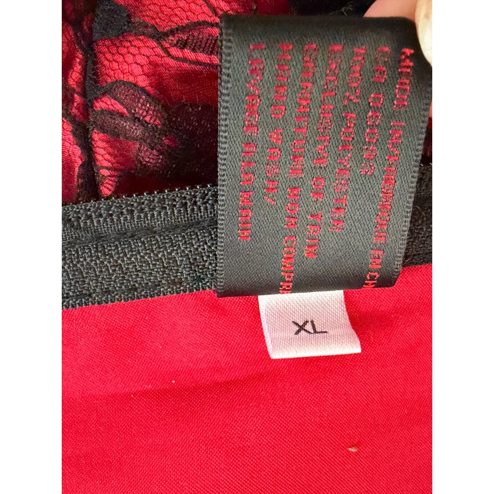 Lace Corset Bustier Lingerie Costume Top XL Valentines Day Red Ruffle Red Black - Image 4