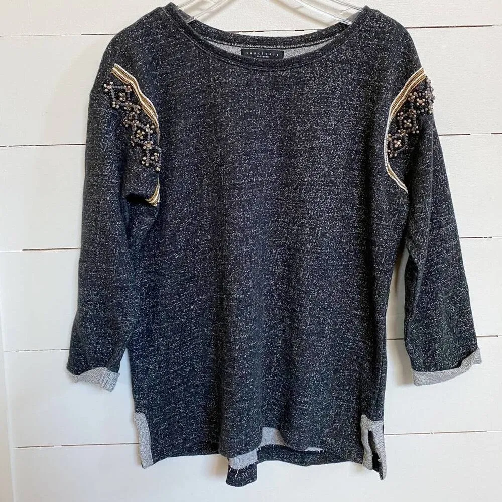 Revolve Sanctuary Knits Ornate Pullover Sweater Dark Gray -‎ M - Image 3