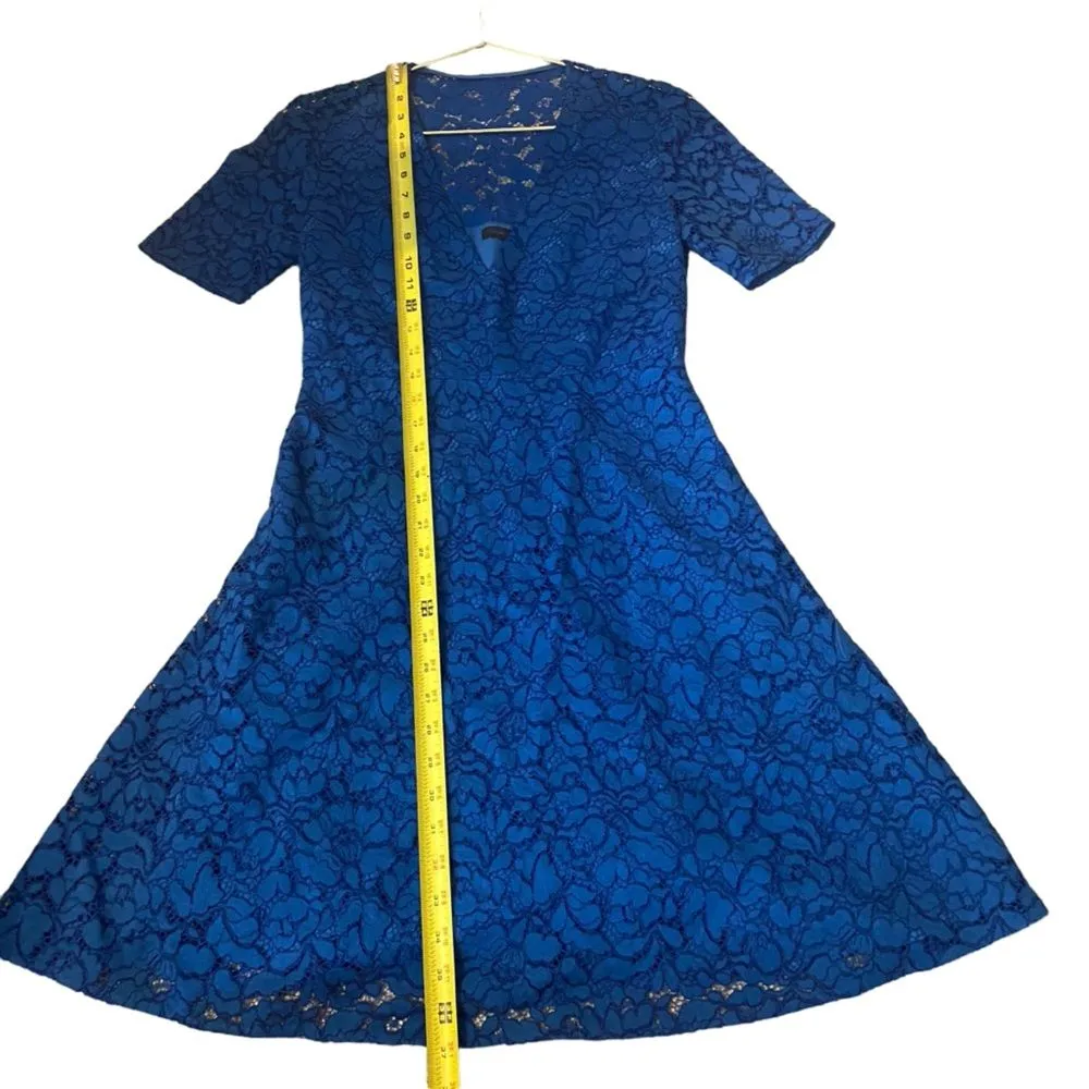 Joseph Women’s 38 Holly Elbow Sleeve‎ All Over Lace Fit And Flare Dress Blue - Image 7