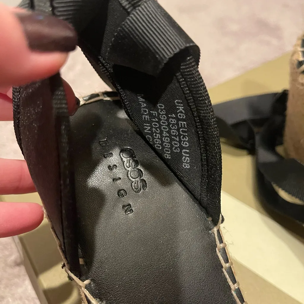 ASOS BLACK PLATFORM  LACE UP ESPADRILLES 9 - Image 3