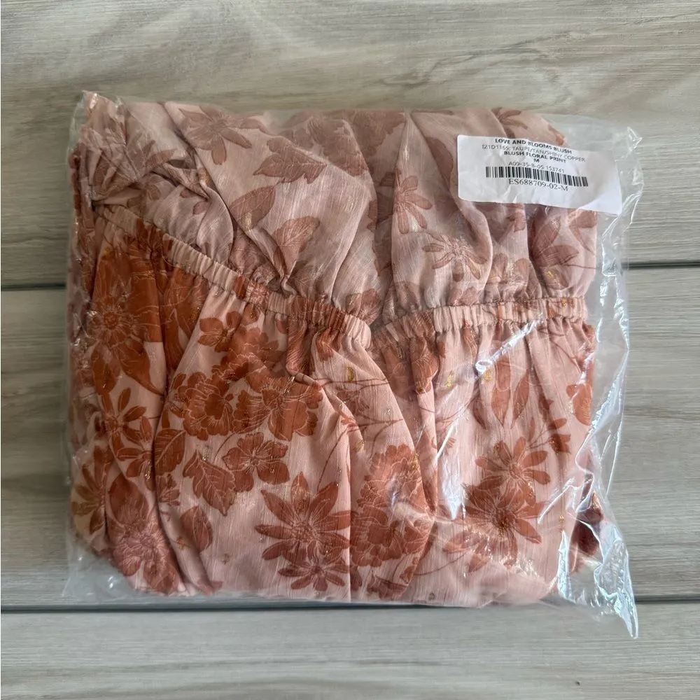 Lulus Love & Blooms Blush Floral Print Off Shoulder Dress M Peach NWT IN PKG - Image 8