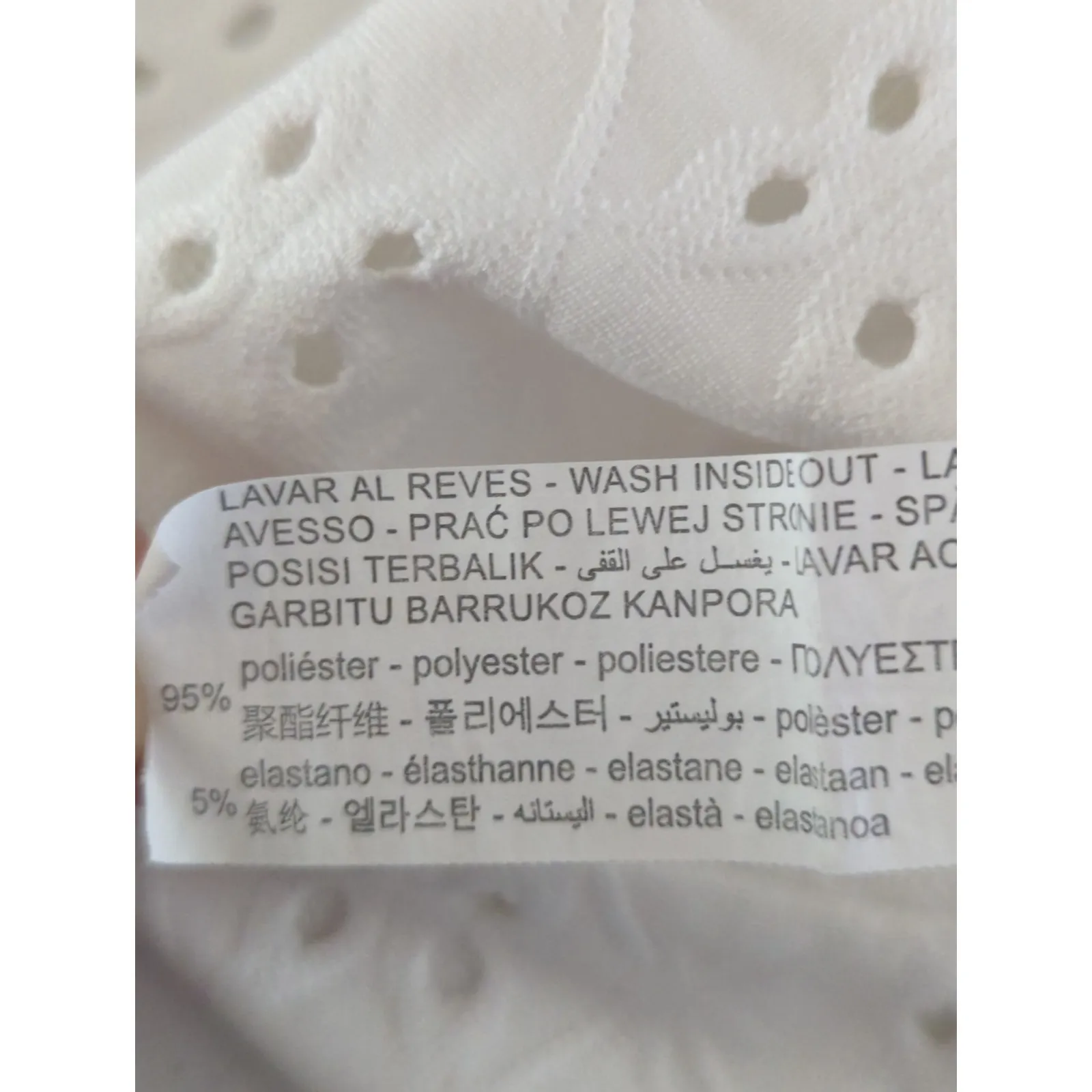 ZARA  White Blouse Embroidered Eyelet Ruffled  Top Women's Small Coastal Boho - Image 4