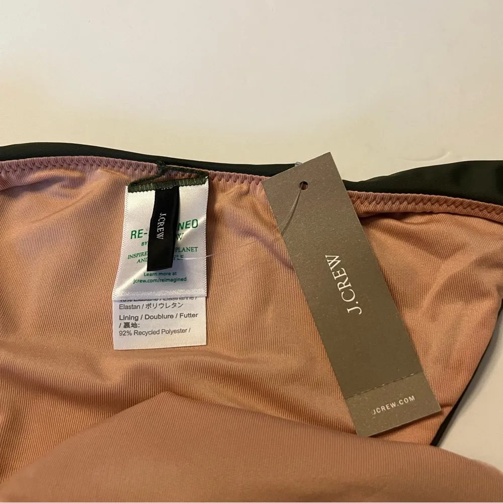 J Crew Curved Waist Cheeky Bikini Bottoms in Safari Green Size S New - Image 5
