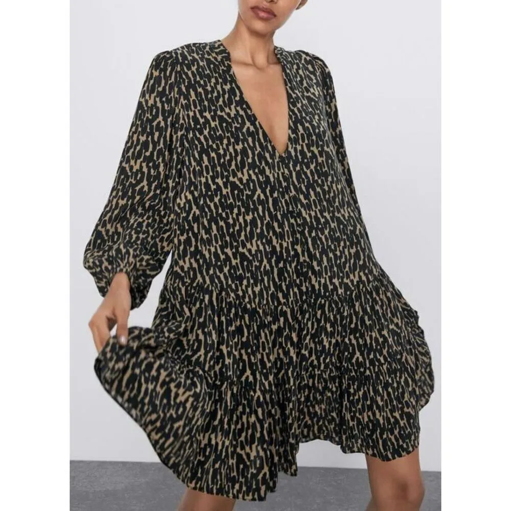Zara animal print flounce hem dress size xs - Image 10