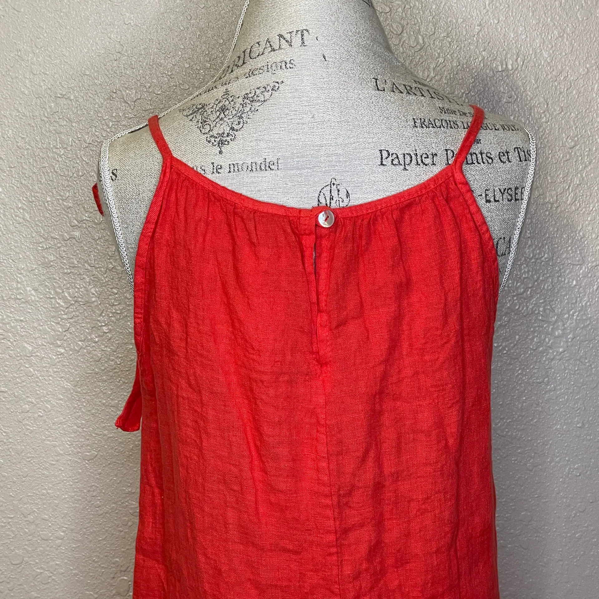 NWT Lungo L’arno Sleeveless Linen Dress with Bow Detail Size Medium Poppy  - Image 4