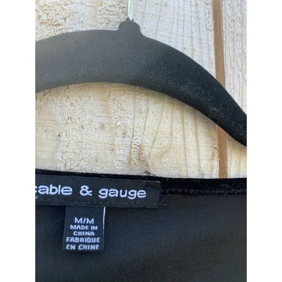 Cable & Gauge Sz‎ Medium Velvet Slit Sleeve Pullover black diamond goth cute - Image 5