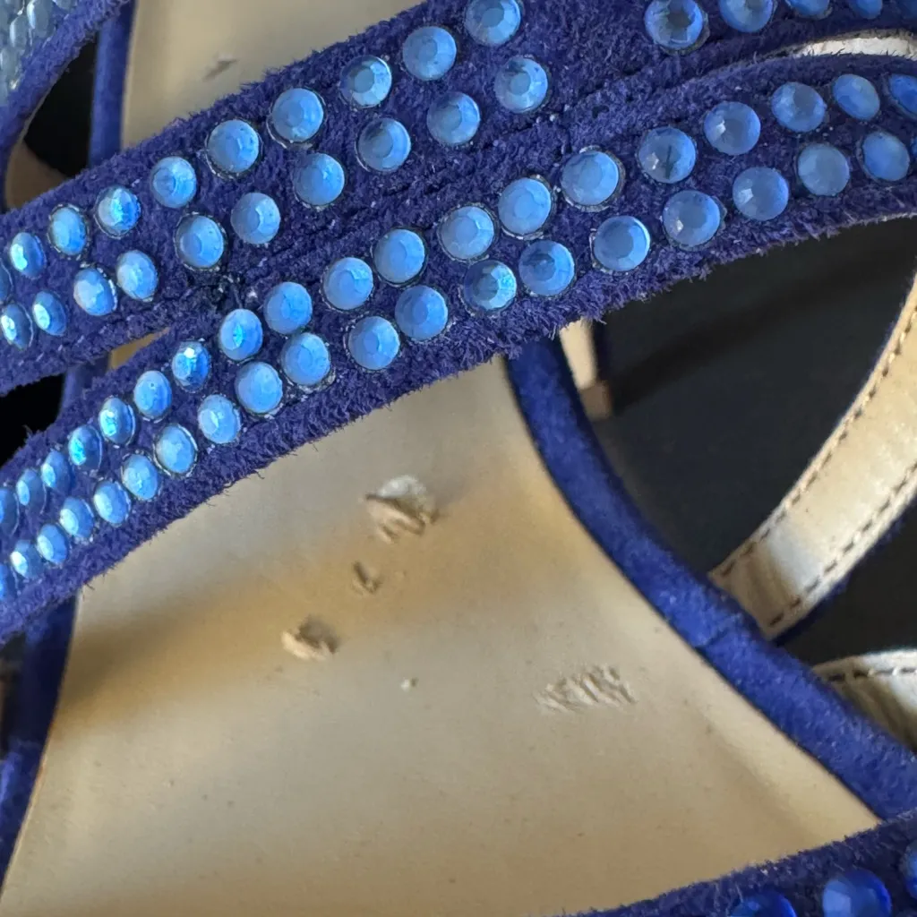 INC International Concepts Suede Blue Rhinestone Heels Size 8 - Image 2