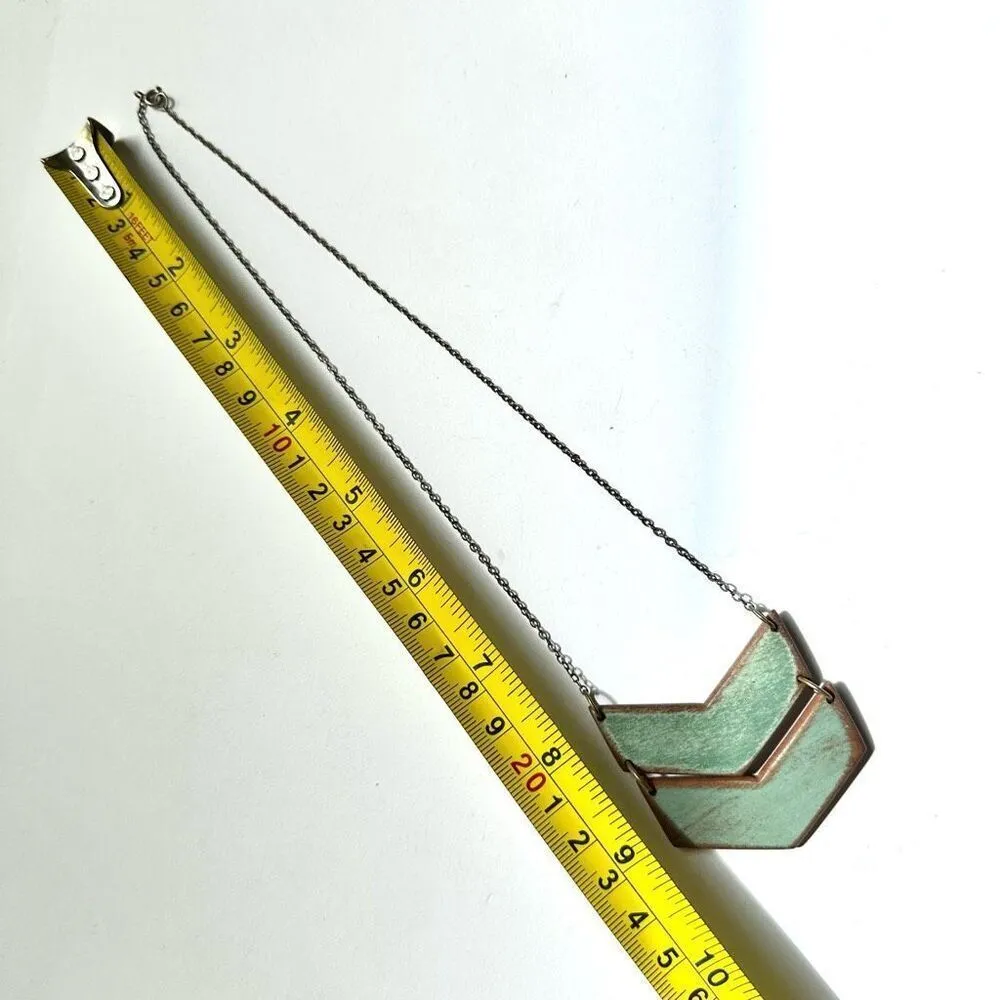 Green chevron pendent necklace Blue - Image 7