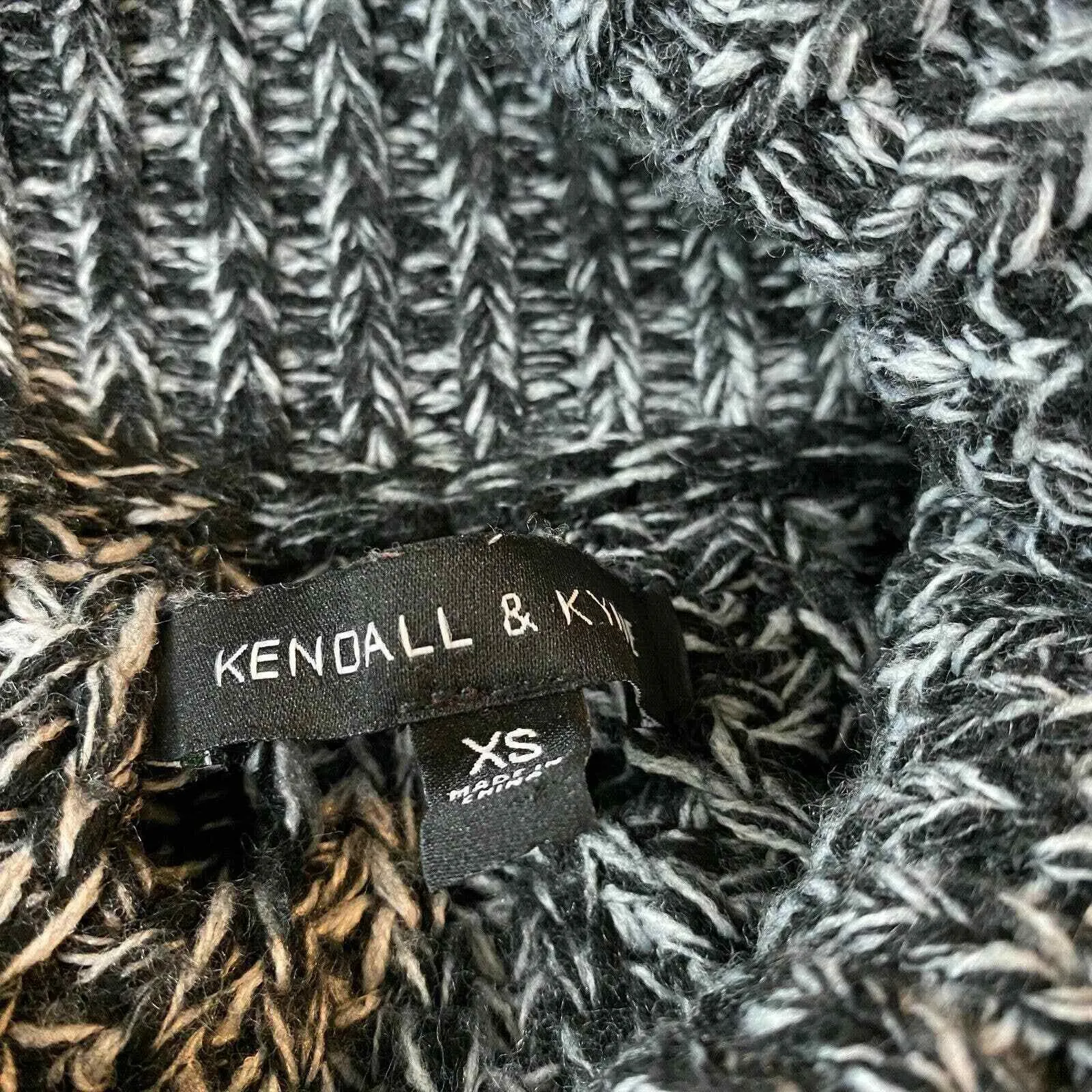 Kendall & Kylie Turtleneck Sweater Womens XS Black White Chunky Knit - Image 6