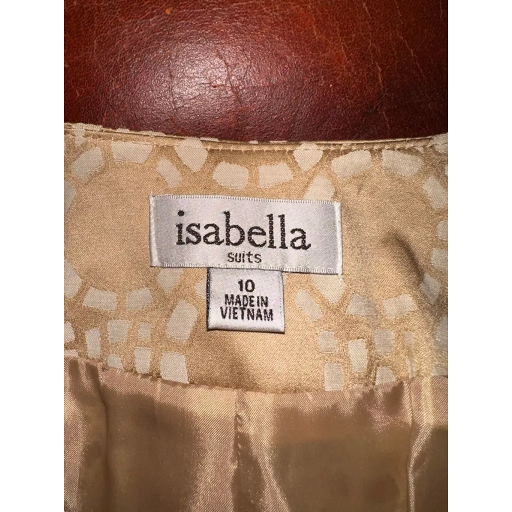 Women's Isabella Gold & White Patterned Pantsuit, Size 10 - Image 7