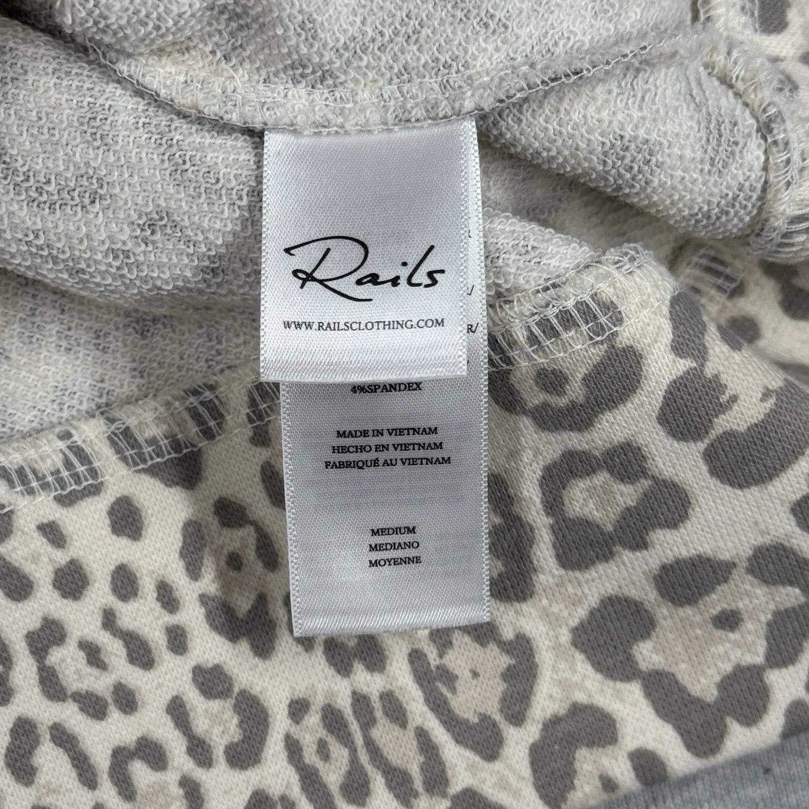 Rails Shirt Womens Medium Gray Cheetah Alice Sweatshirt Casual Basic Edgy Grunge - Image 7
