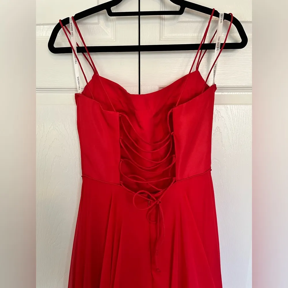 Red Sherri Hill Corset Ballgown Size 6 - Image 5