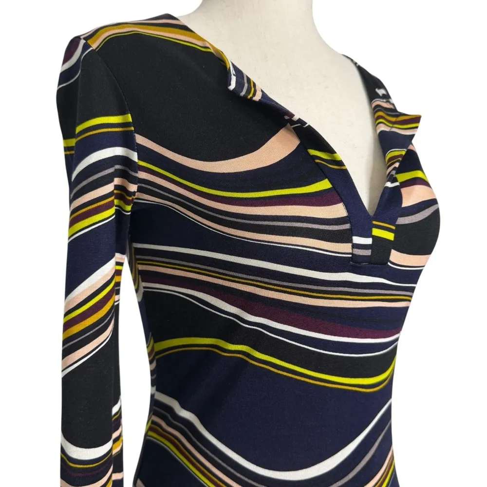 Diane Von Furstenberg Reina Striped Long Sleeve Dress - Image 3