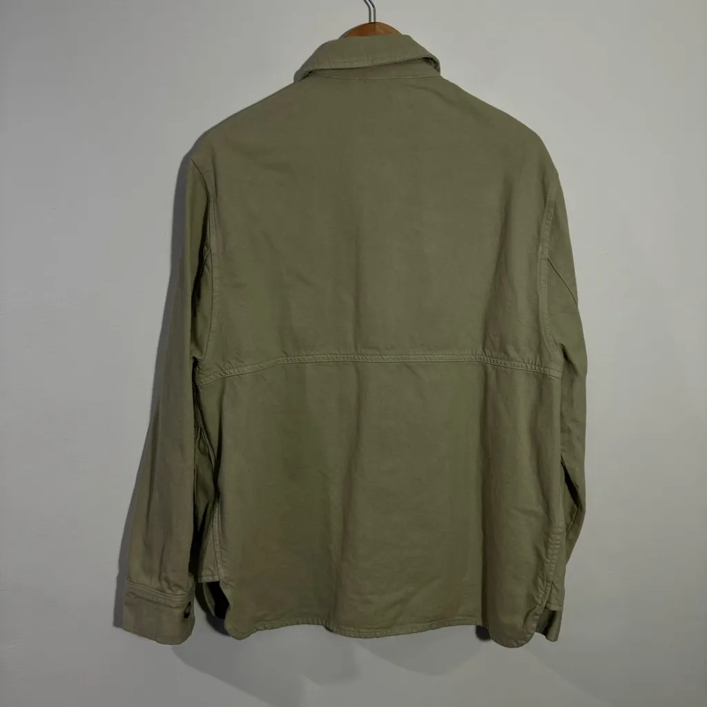 NWT Zara‎ Cotton Overshirt Jacket Green Size X-Large - Image 4
