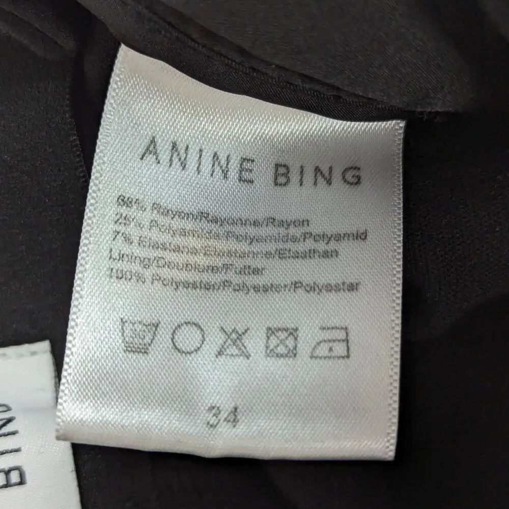 Anine Bing Max Trousers Split Hem High Rise Black Size 34 - Image 5