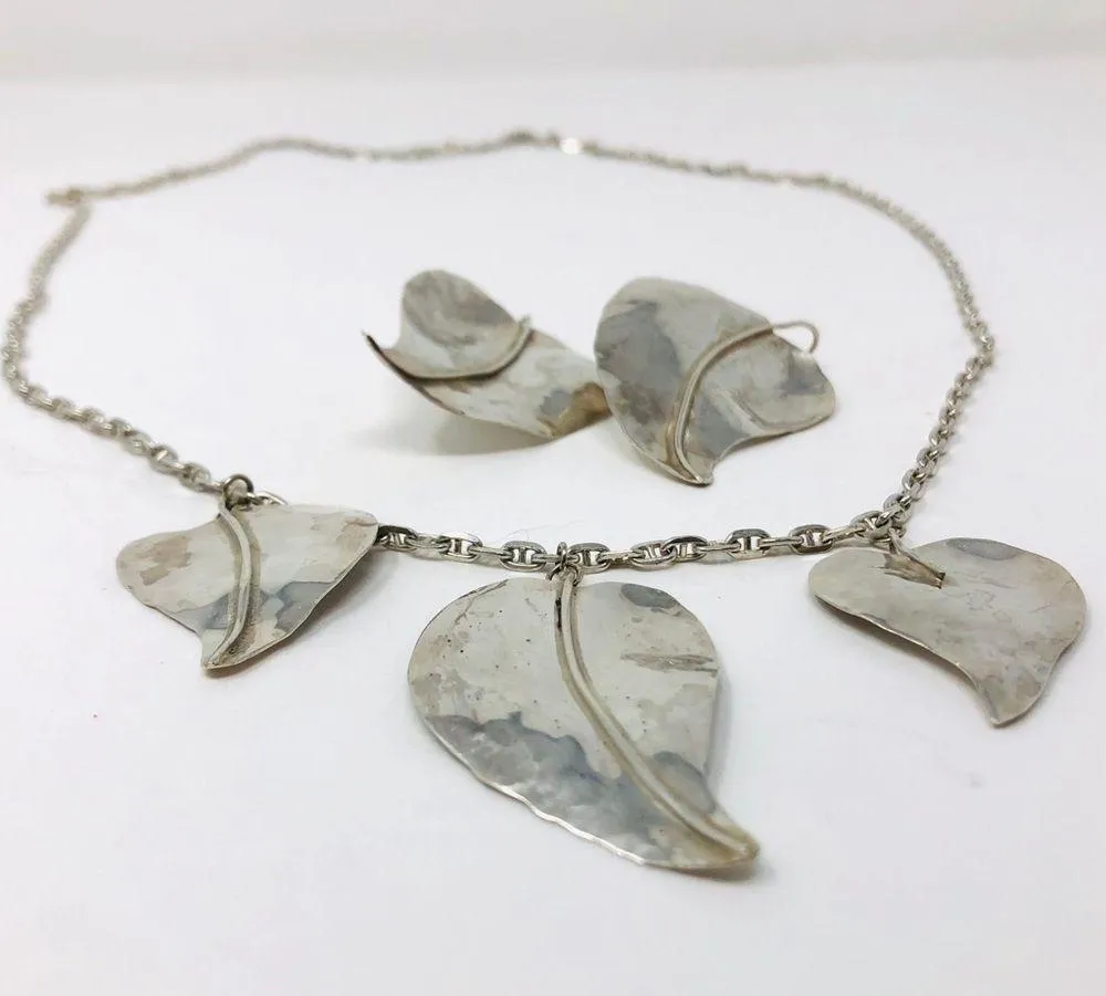 Sterling, artisan signed necklace/earrings set - Image 6